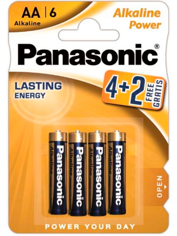 Элементы питания PanasonicLR6 Alkaline Power BL*6 (4+2), батарейка, 6 штук