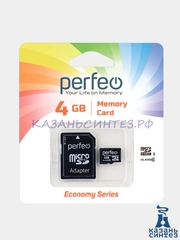 Карта памяти Perfeo microSD 4GB High-Capacity (Class 10) economy series