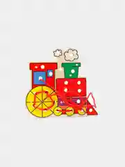Красный шнуровка,  деревянная, развивающая игрушка тигр, слон, лев