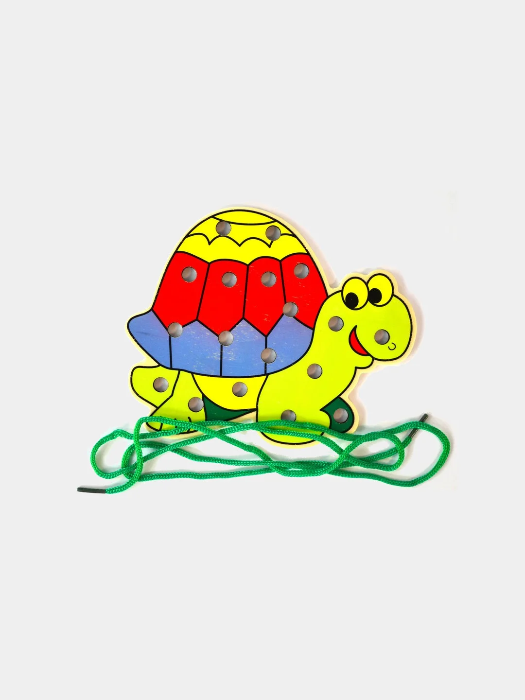 Зеленый шнуровка,  деревянная, развивающая игрушка тигр, слон, лев