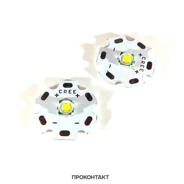 Светодиод мощный 10W CREE XM-L T6 U2  3-3.6V 3A на радиаторе 20мм