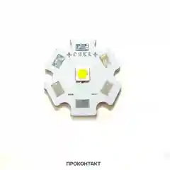 Светодиод мощный CREE XPE  1W 2.8-3V 0.350A 4000K на радиаторе 20мм