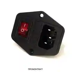 Сетевой разъем AC-014-R с выключателем с подсветкой и предохранителем