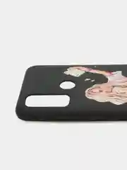 Чехол для Huawei P Smart 2020 "Девушка селфи со стаканом", резиновый, матовый, черный