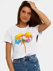 Женская футболка белая, яркий принт, оверсайз, хлопок