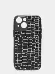 Белый чехол для iPhone 13 mini (5.4) силиконовый бархатный "Паутинка "
