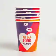 Набор бумажной посуды "Лайк", 6 тарелок, 6 стаканов, 6 колпаков, 1 гирлянда