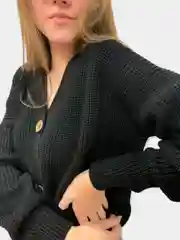 Черный кардиган женский, вязаный, короткий, oversize