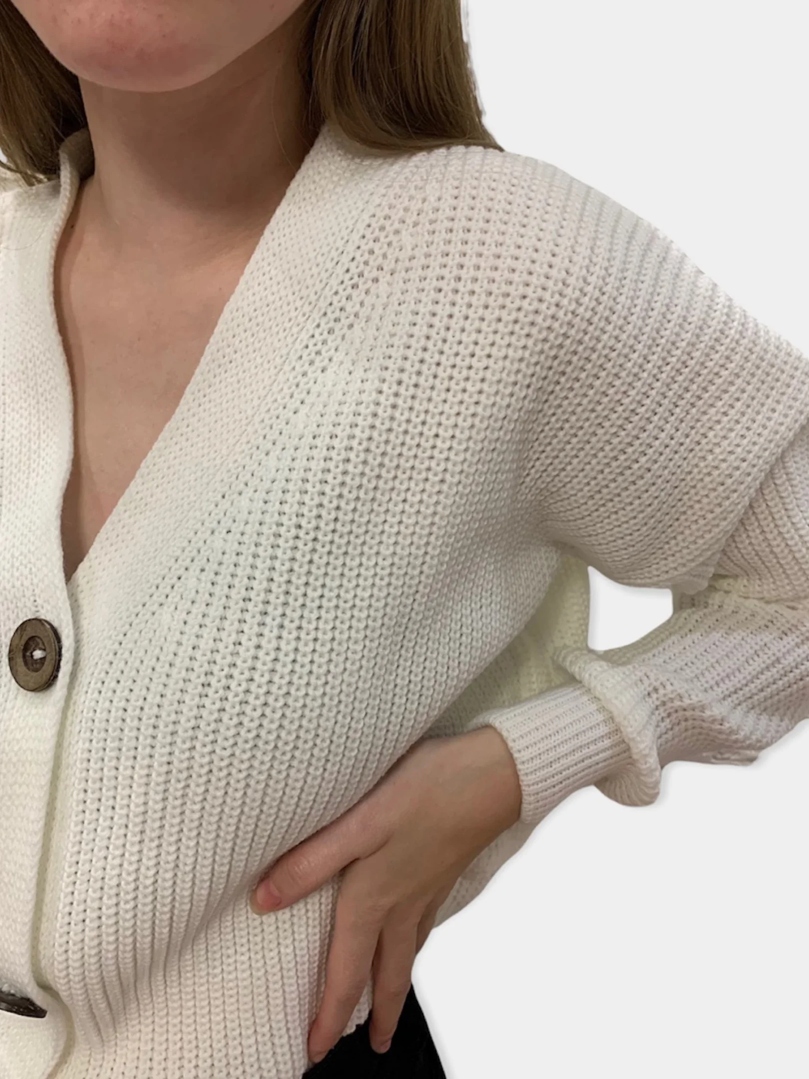 Белый кардиган женский, вязаный, короткий, oversize