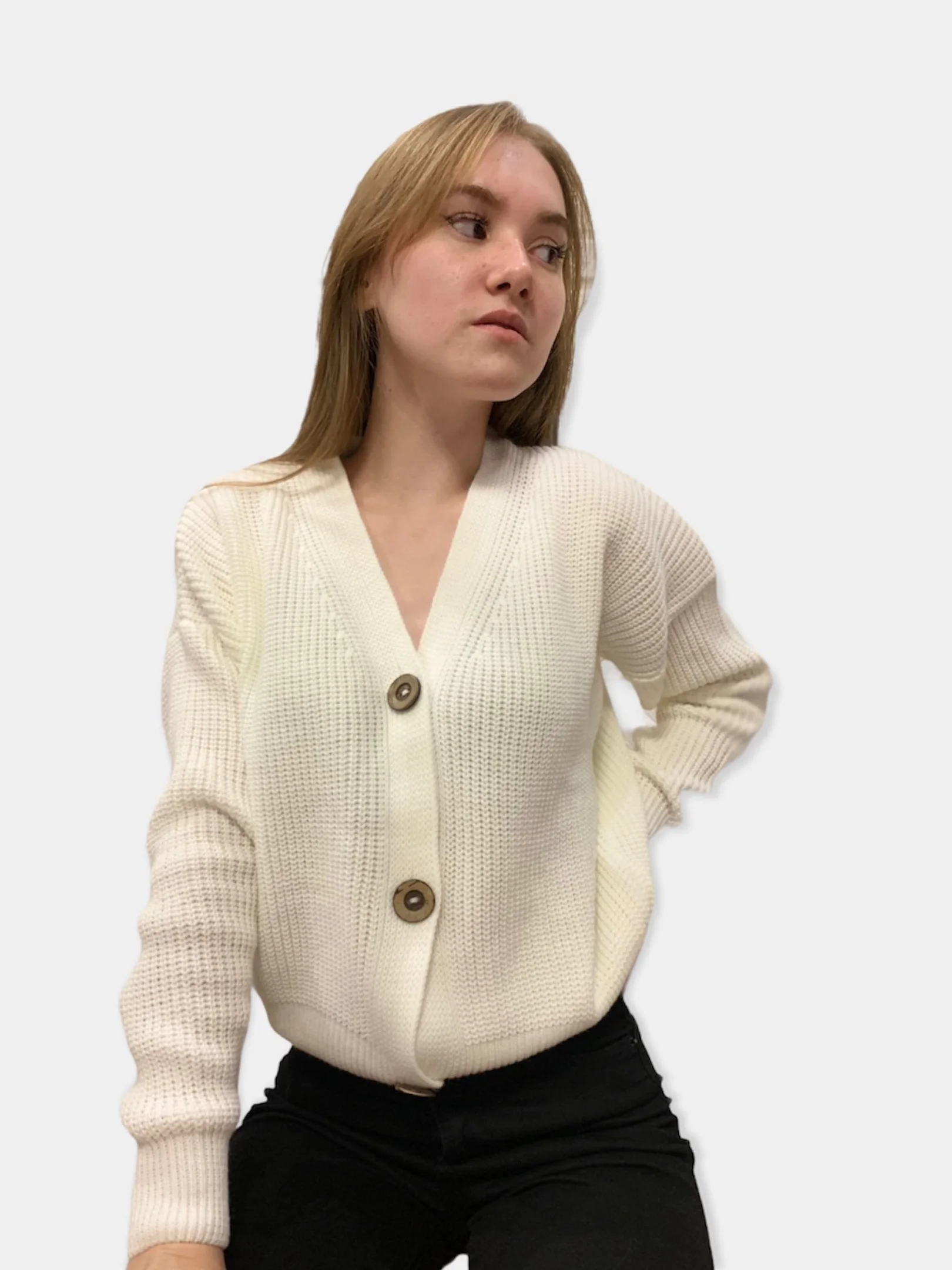 Белый кардиган женский, вязаный, короткий, oversize