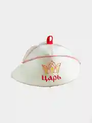 Шапка для бани с отворотом "Царь", с вышивкой, белая, войлок