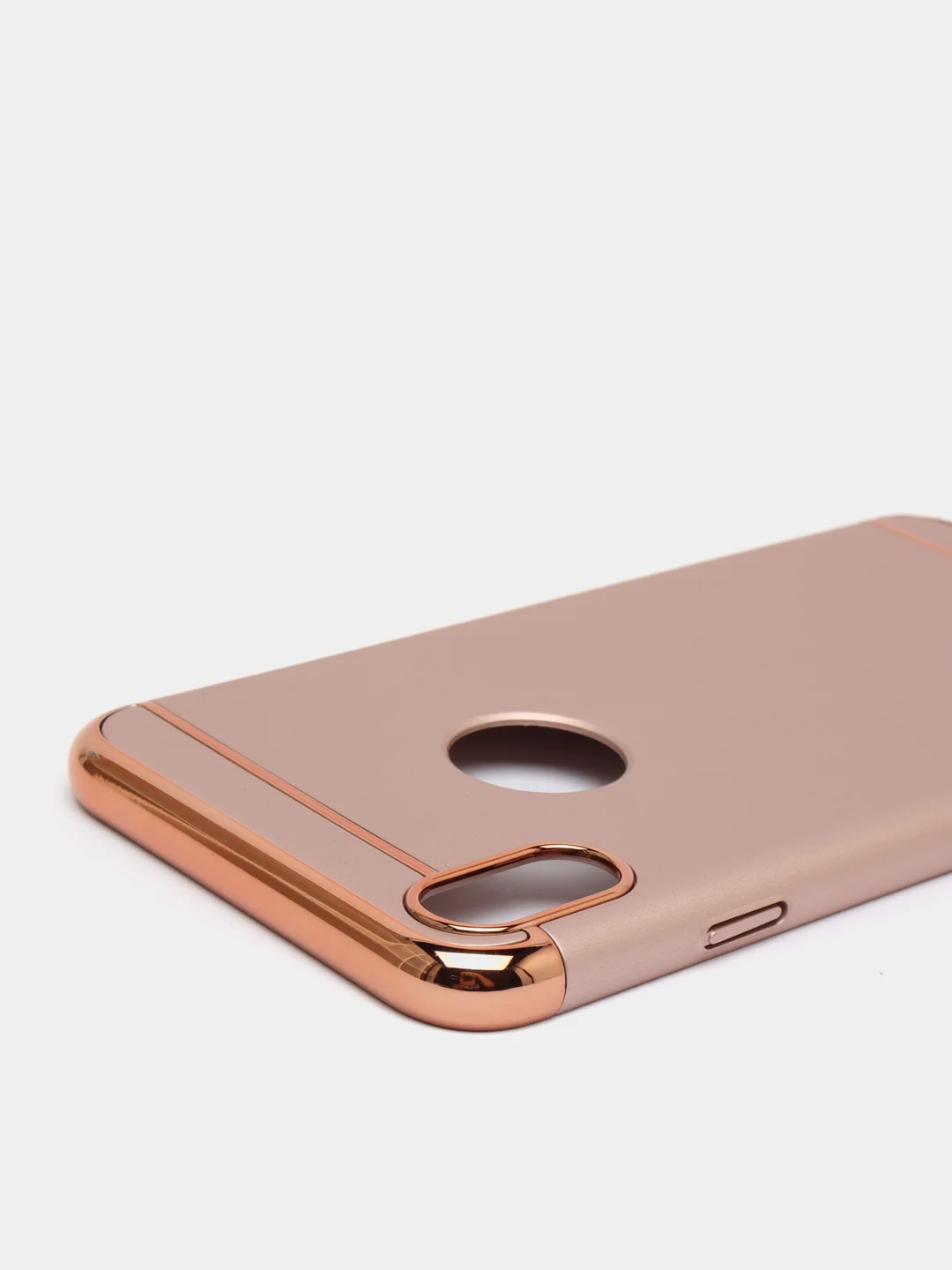 Розовый гибридный жесткий чехол IHaitun для iPhone, с металлической золотой вставкой, 3 в 1