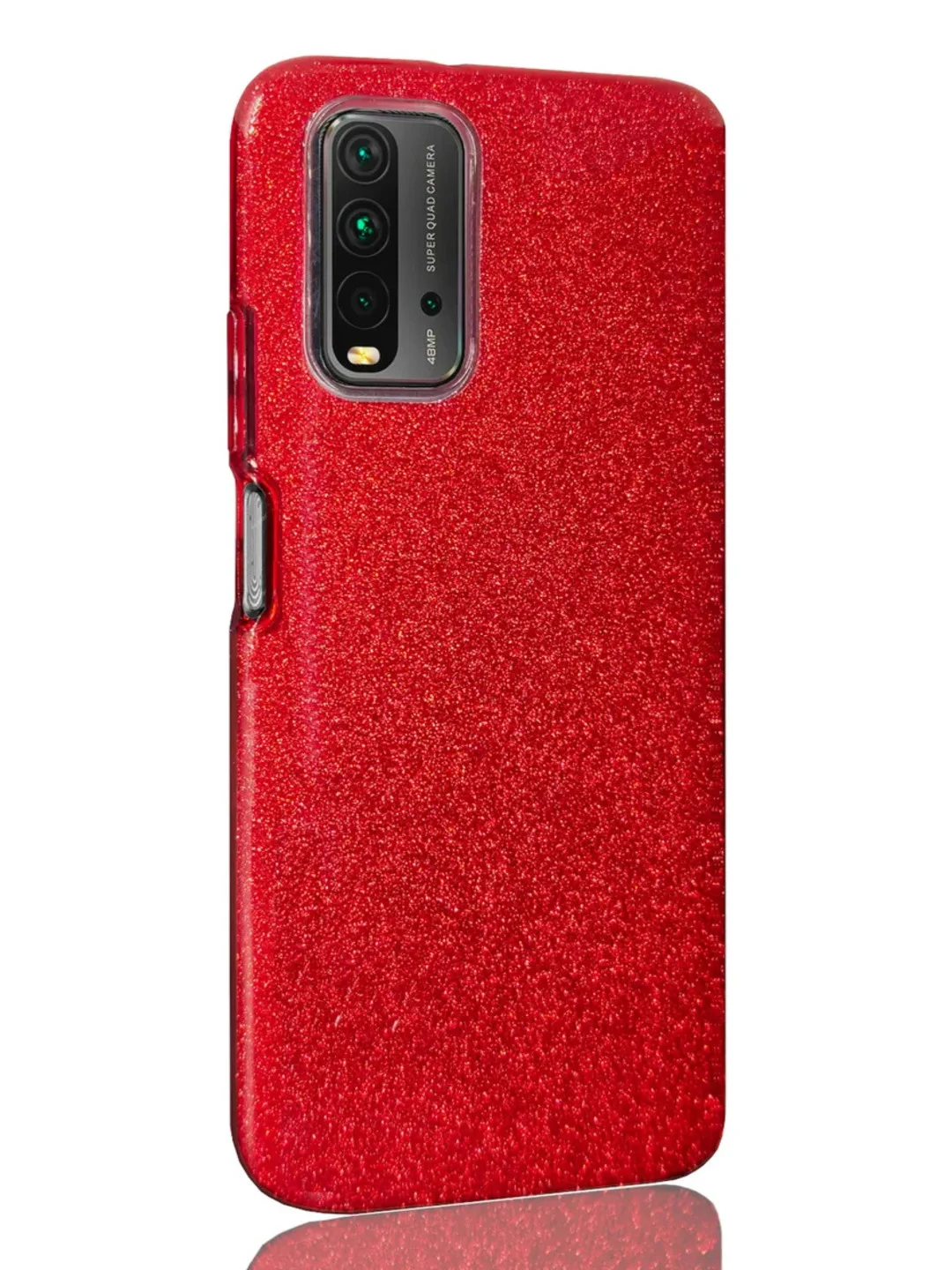Красный чехол блестящий Xiaomi Redmi 9T накладка c блёстками