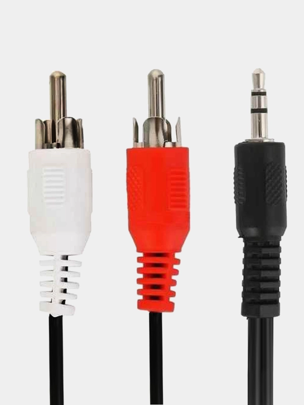 Аудио кабель аукс на тюльпаны 3.5 на 2RCA, 1 метр