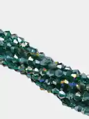 Зеленый стеклянные бусины биконусы, граненные  4 мм