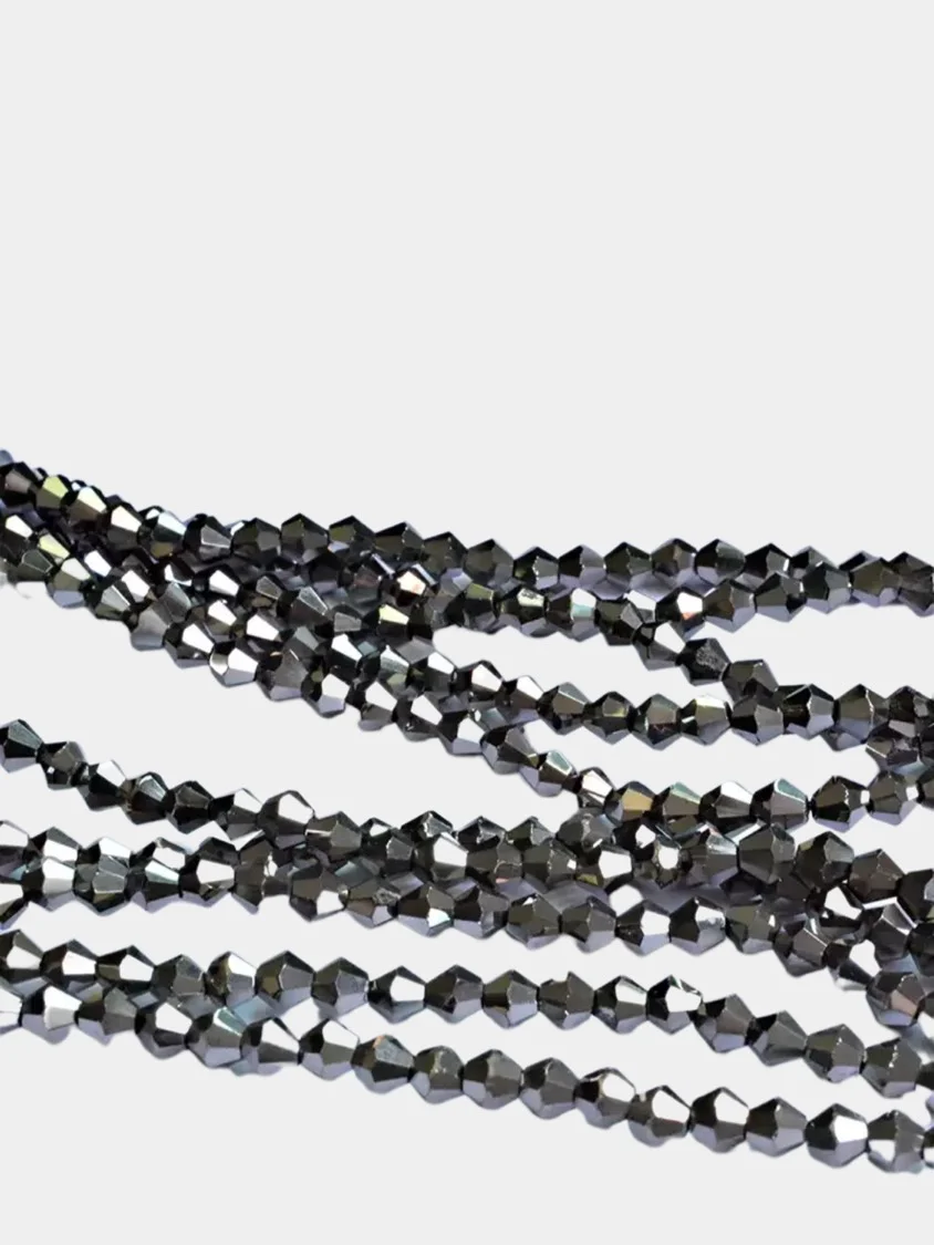 Серый стеклянные бусины биконусы, граненные 4 мм