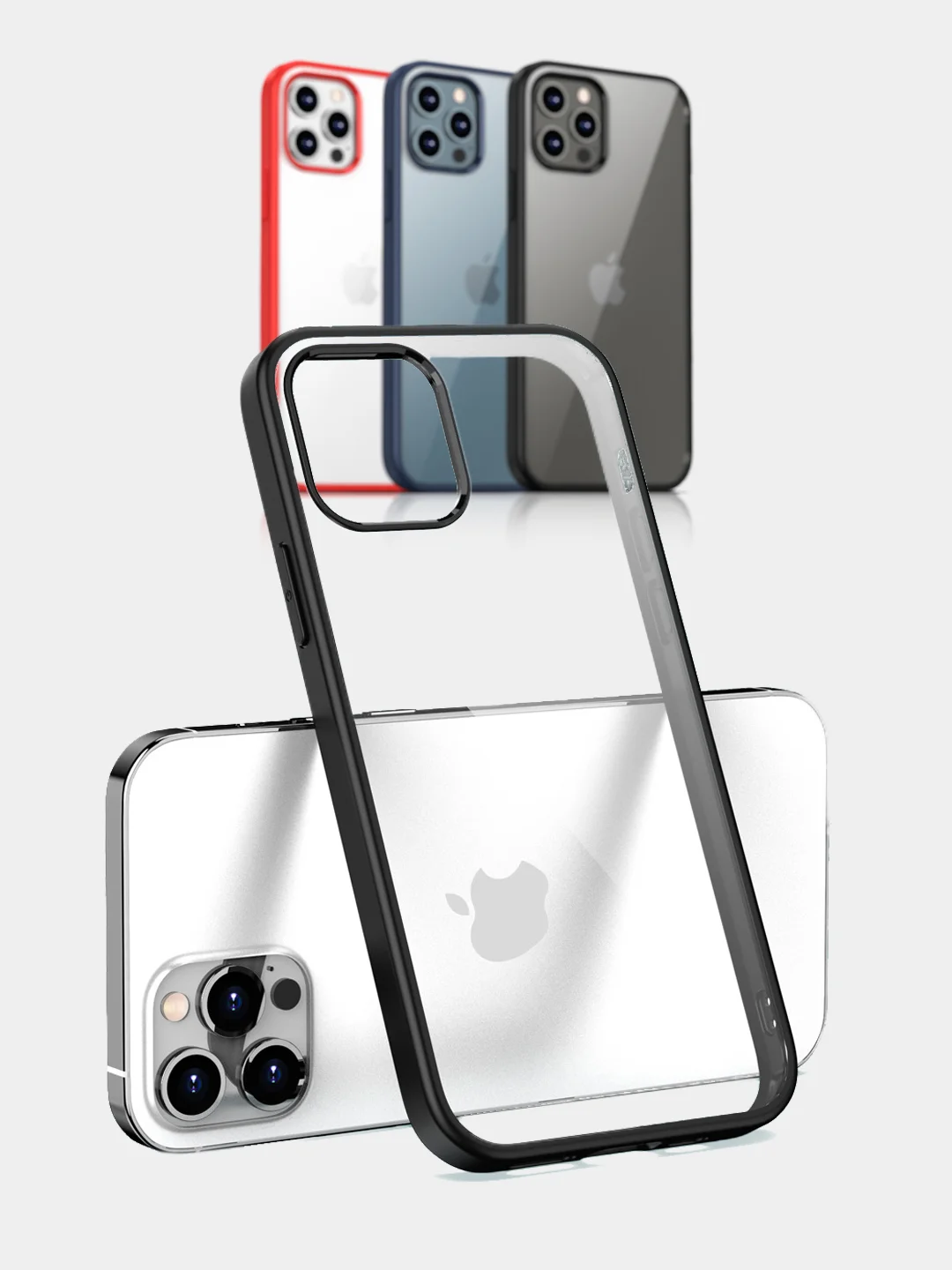 Красный противоударный, прозрачный чехол на iPhone 12 / 12 Pro / 12 Pro max / 12 mini