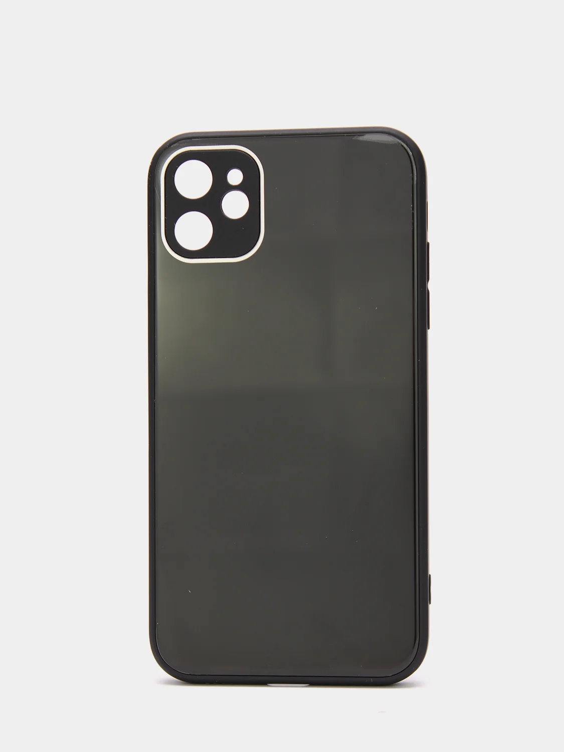 Черный чехол силиконовый со стеклянной панелью для iPhone 11 Pro Max, 12 Pro Max, 12 Pro