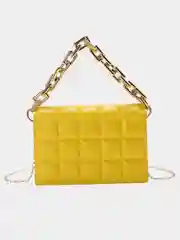 Желтый женская текстурная сумка с модной цепью