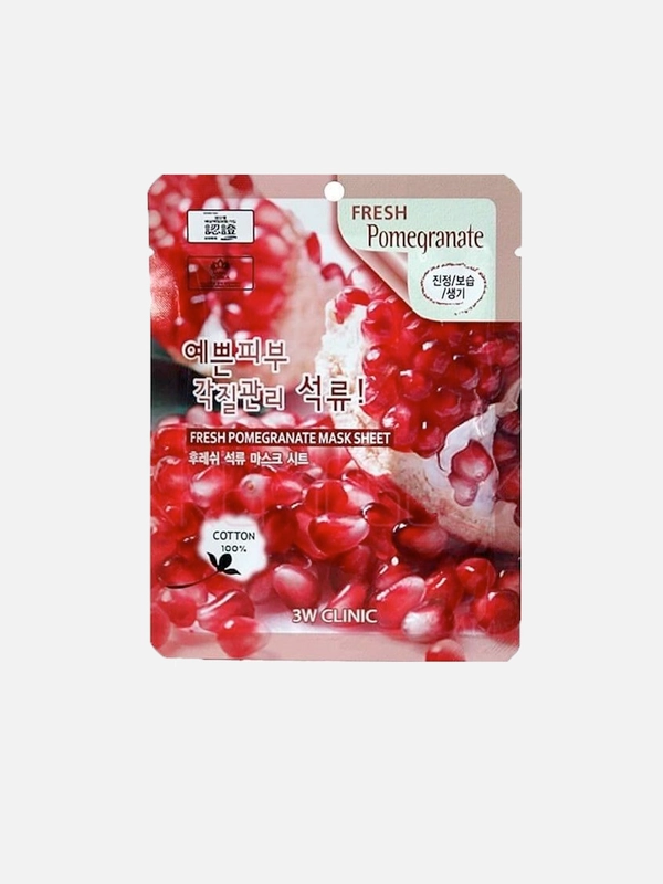 Тканевая маска для лица с экстрактом граната 3W CLINIC, 5 штук, корейская косметика