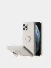 Бежевый меланж чехол силиконовый с кольцом для iPhone 11, 12, 12 Pro Max, 13, 13 mini айфон про макс
