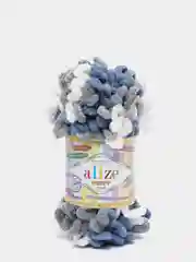 Синий меланж пряжа Alize Puffy Color 100% Микрополиэстер 100г  9м