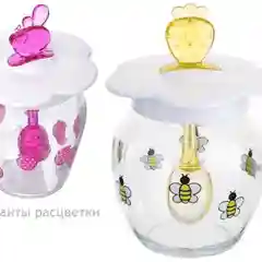 Банка c ложкой д/меда и варенья с декором 370сс