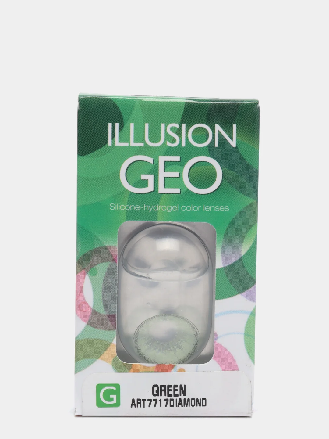 Зеленый цветные контактные линзы Illusion Geo Diamond, 2 штуки, 1 месяц, 8,6