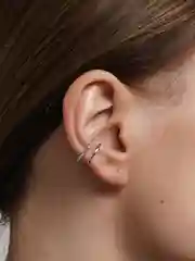 Серебряный каффы на ухо, кафф двойной
