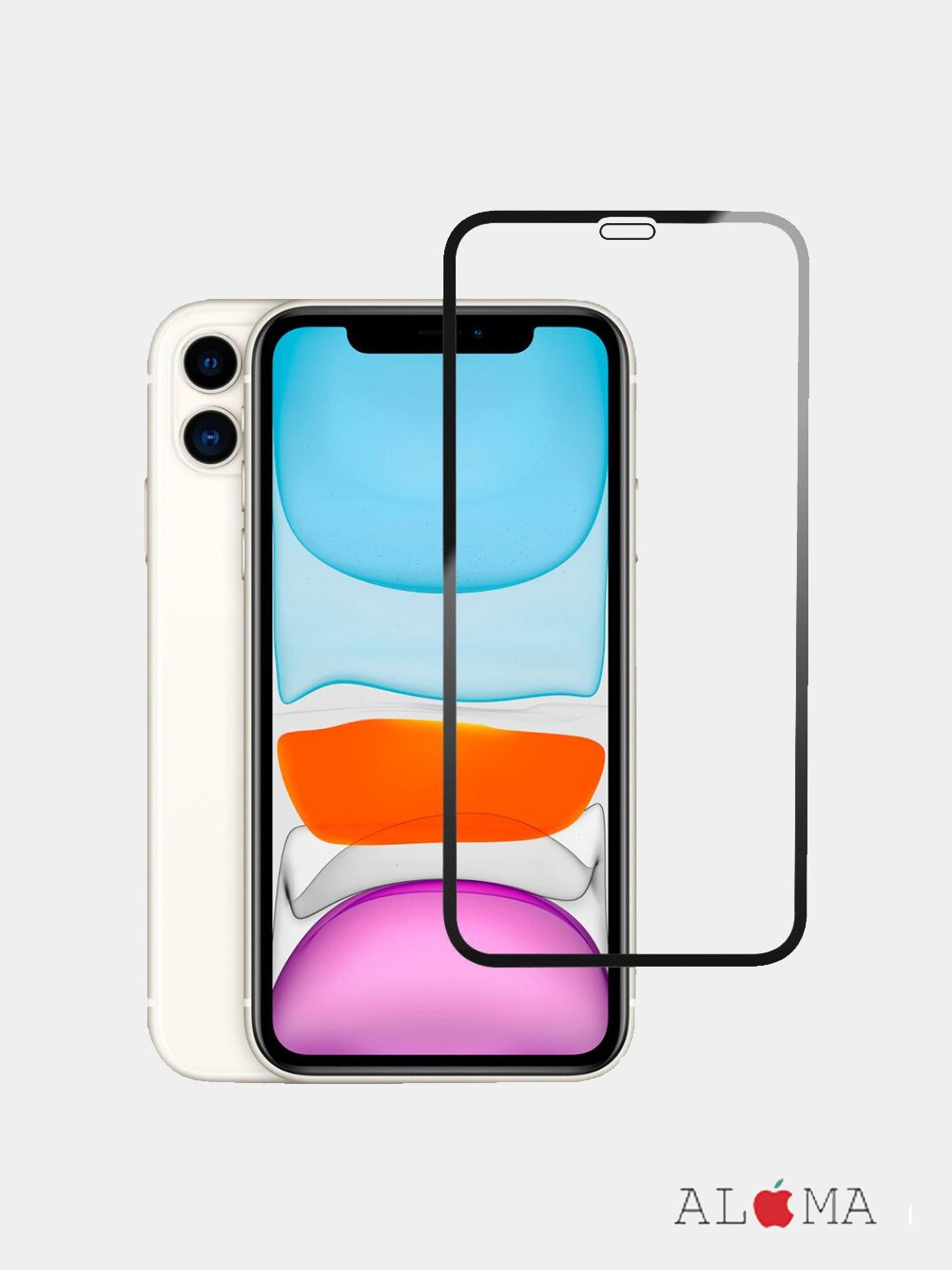 Ультратонкое защитное стекло 2D для iPhone Xr/11, с салфетками черное,  белое купить по цене 149 ₽ в интернет-магазине Магнит Маркет