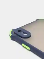 Синий чехол для iPhone (Айфон) с защитой камеры, ударопрочный бампер по углам, матовое покрытие