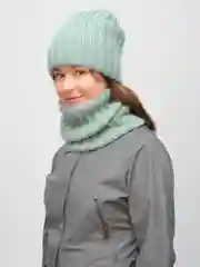 Мятный комплект женский зимний шапка+снуд Жасмин