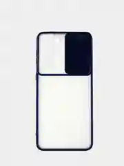 Синий матовый полупрозрачный чехол с защитой камеры Samsung S21 plus Galaxy S21+