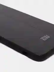 Черный чехол для Айфон в стиле Porsche из TPU c вставками из кожи и магнитом подставкой Phone