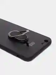 Черный чехол для Айфон в стиле Porsche из TPU c вставками из кожи и магнитом подставкой Phone