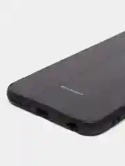 Черный чехол для Айфон в стиле Porsche из TPU c вставками из кожи и магнитом подставкой Phone