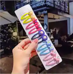 Коралловый заколки яркие  для девочек 10шт
