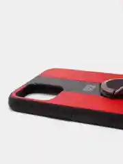 Красный чехол для Айфон в стиле Porsche из TPU c вставками из кожи и магнитом подставкой Phone