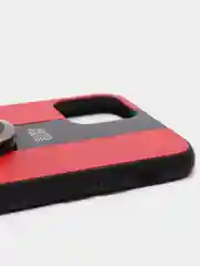 Красный чехол для Айфон в стиле Porsche из TPU c вставками из кожи и магнитом подставкой Phone