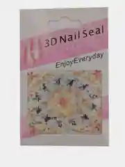 Бежевый 3d наклейки для украшения ногтей (в наборе2 листка 6.5см на 5.5 см)