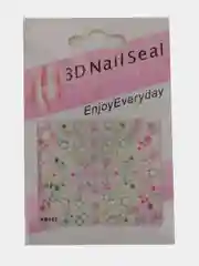 Белый 3d наклейки для украшения ногтей (в наборе2 листка 6.5см на 5.5 см)