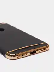 Черный гибридный жесткий чехол IHaitun для iPhone, с металлической золотой вставкой, 3 в 1