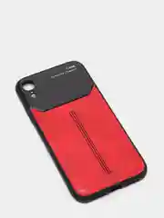 Красный чехол для Айфон кожаный с глянцевым противоударным стекло для iPhone IHaitun