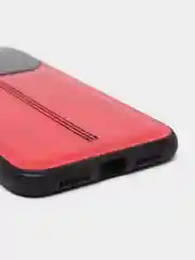 Красный чехол для Айфон кожаный с глянцевым противоударным стекло для iPhone IHaitun