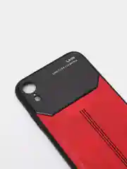 Красный чехол для Айфон кожаный с глянцевым противоударным стекло для iPhone IHaitun