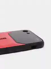 Красный чехол для Айфон кожаный с глянцевым противоударным стекло для iPhone IHaitun