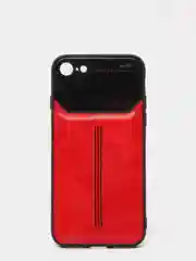 Красный чехол для Айфон кожаный с глянцевым противоударным стекло для iPhone IHaitun