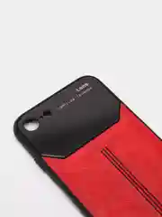 Красный чехол для Айфон кожаный с глянцевым противоударным стекло для iPhone IHaitun