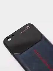 Синий чехол для Айфон кожаный с глянцевым противоударным стекло для iPhone IHaitun