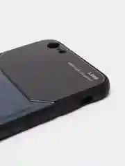 Синий чехол для Айфон кожаный с глянцевым противоударным стекло для iPhone IHaitun